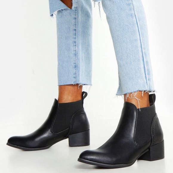 New Loop Back Block Heel Chelsea Boots 